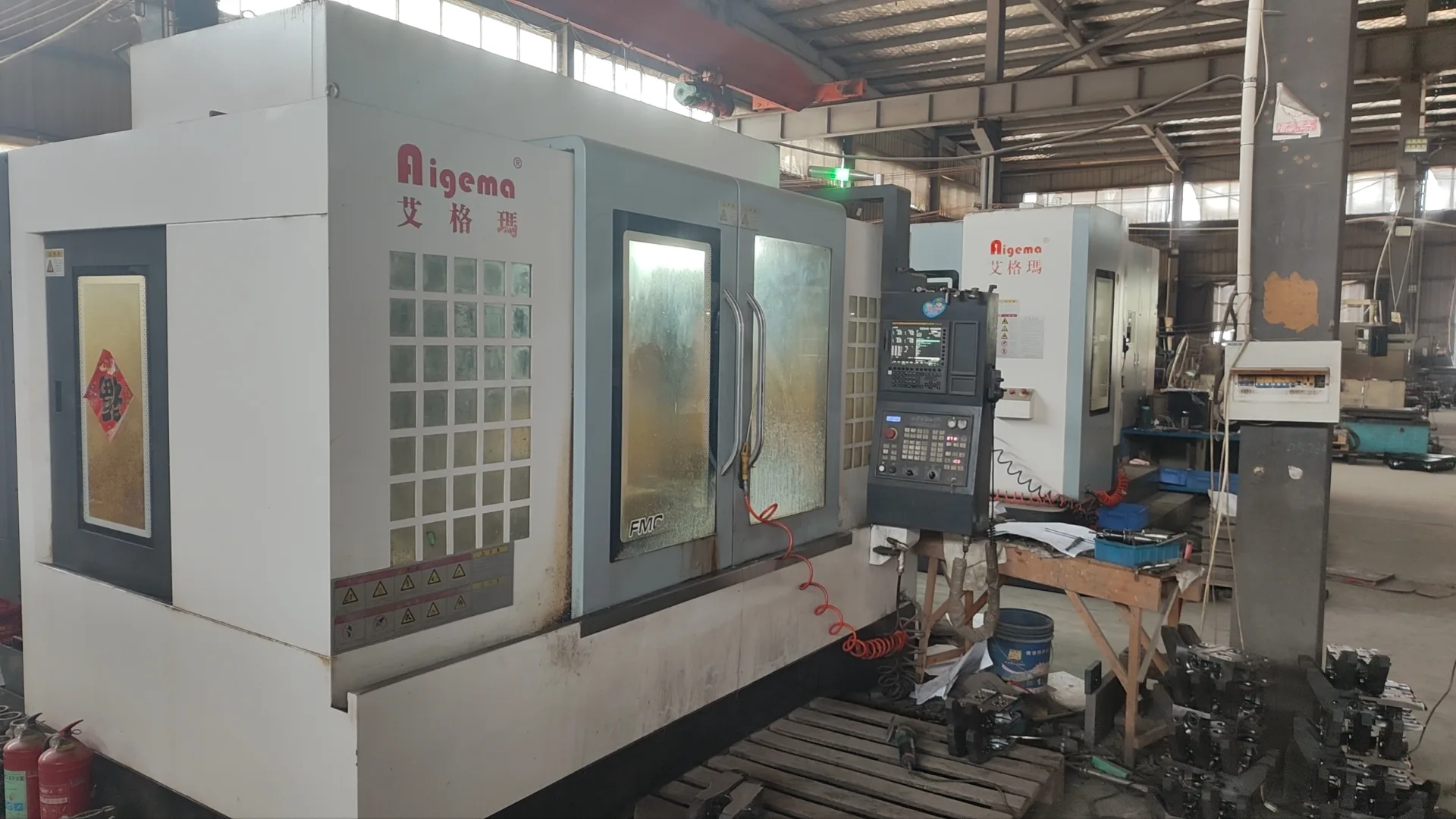 Close view of workshop machining equipment